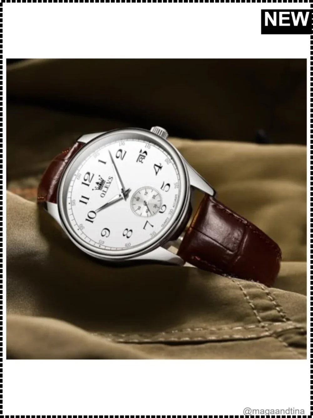 Men's Vintage Leather Band Dress Watch Quartz Analog Waterproof